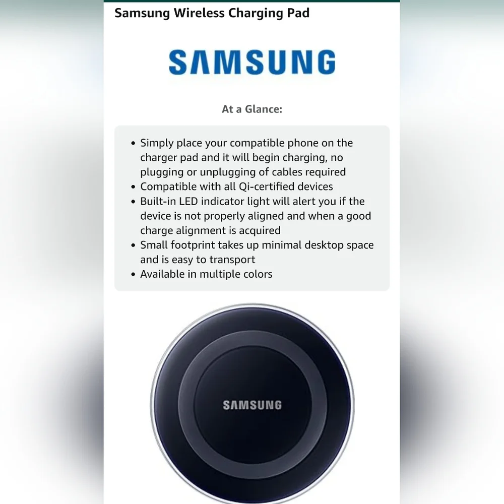 [Samsung] Qi Certified Wireless Charging Pad with 2A Wall Charger